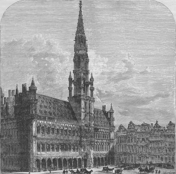 Associate Product BRUSSELS. The Hotel de Ville, Brussels 1882 old antique vintage print picture