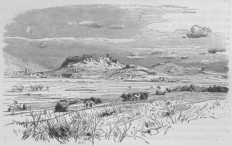 ATHENS. Distant View of Athens 1882 old antique vintage print picture