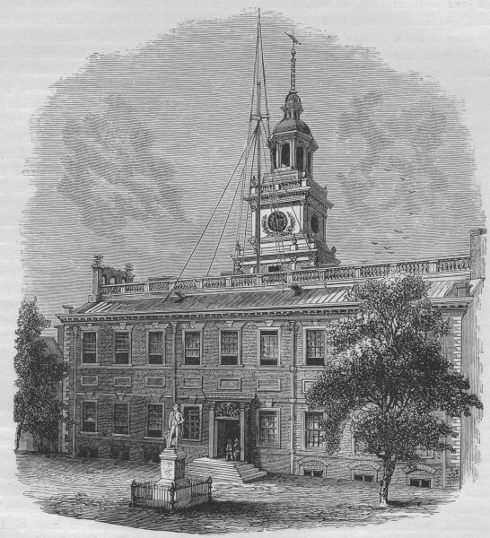 Associate Product PHILADELPHIA. Independence Hall 1882 old antique vintage print picture