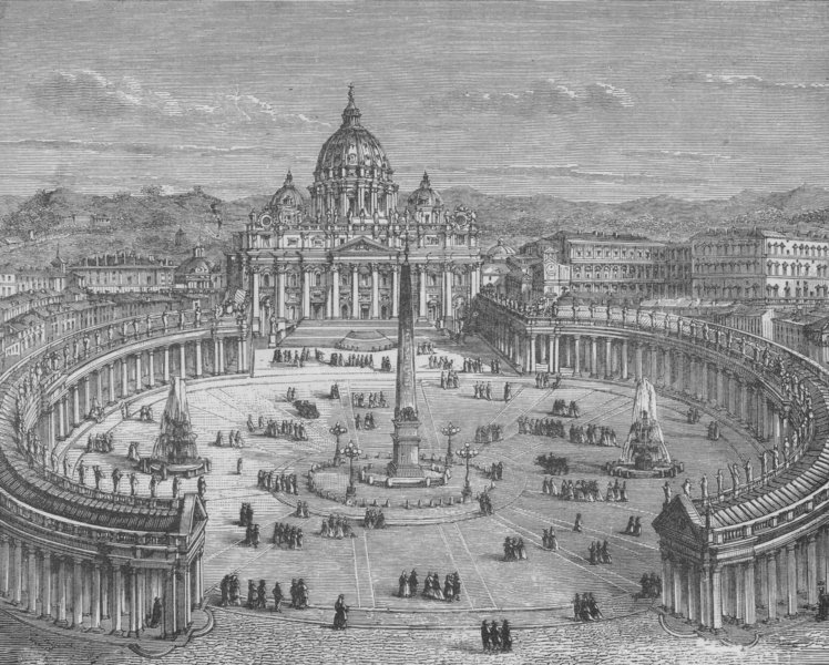 ROME. St Peter's Cathedral 1882 old antique vintage print picture