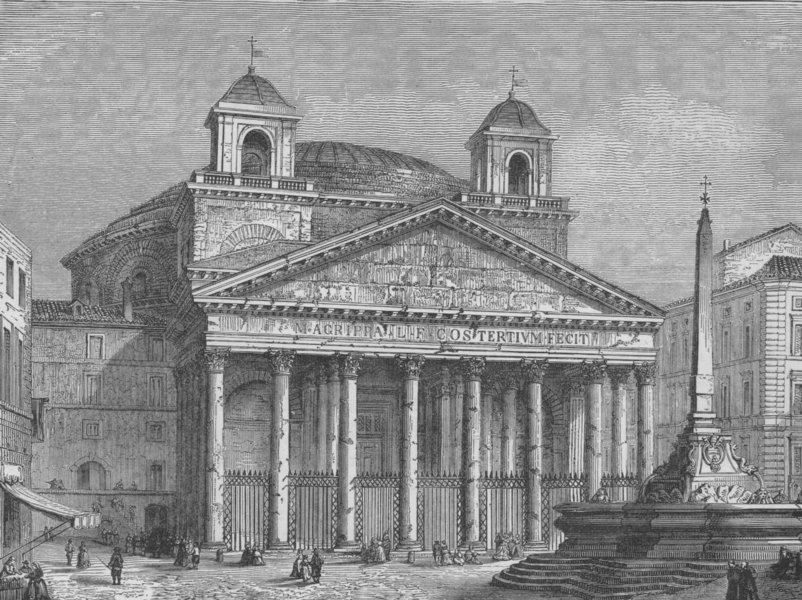 ROME. The Pantheon 1882 old antique vintage print picture