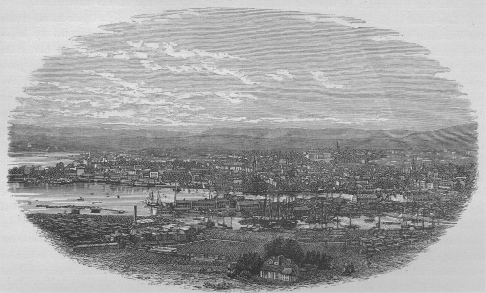 CHRISTIANIA. Christiania 1882 old antique vintage print picture