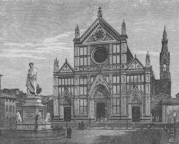 Associate Product FLORENCE. The Church of Santa Croce 1882 old antique vintage print picture