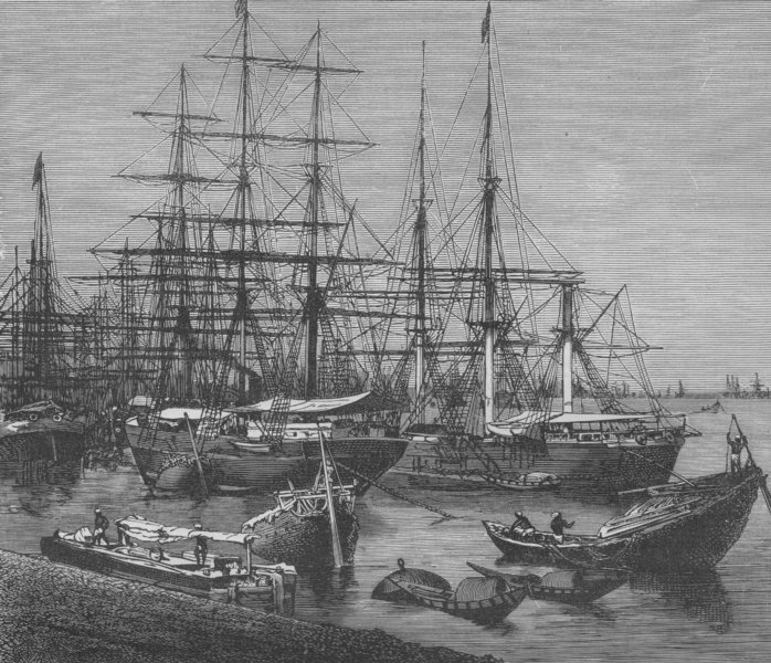 KOLKATA. The Port of Calcutta 1882 old antique vintage print picture