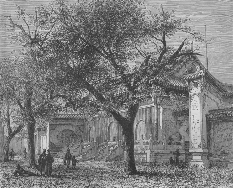 BEIJING. Entrance to the Temple of the Moon 1882 old antique print picture