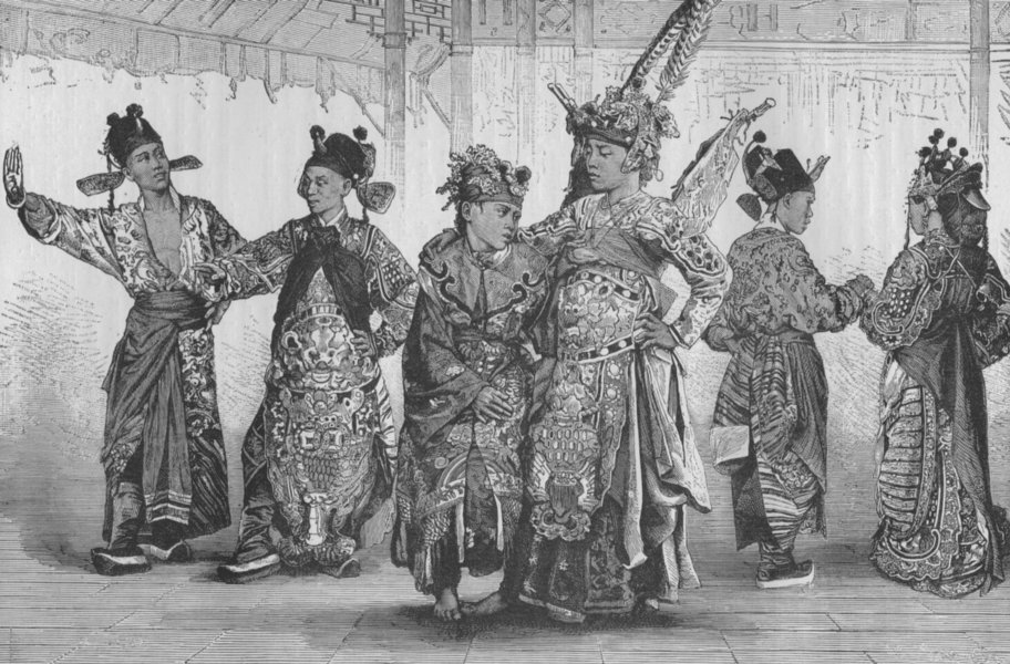 BEIJING. Pekin Tragedians 1882 old antique vintage print picture