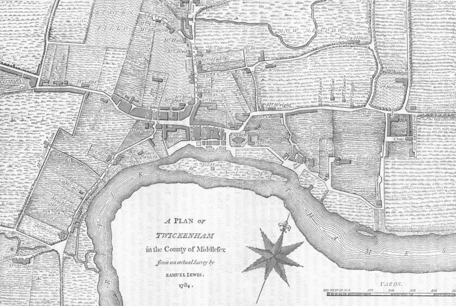 TWICKENHAM. Plan of Twickenham  from the survey by Samuel Lewis, 1784 1888 map