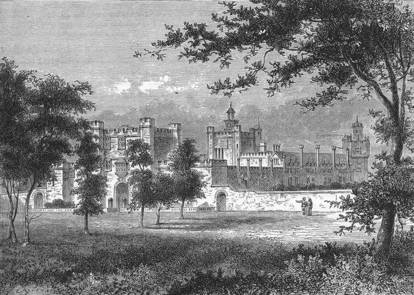 Associate Product HERTFORDSHIRE. Old Theobalds Palace (From an earlier 1836 print) 1888