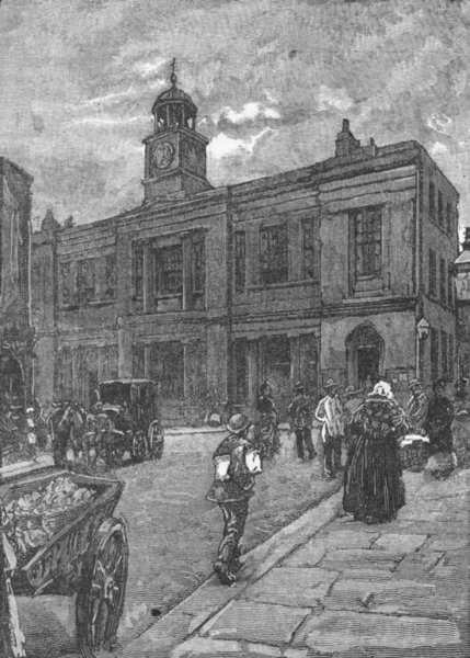 CROYDON. The town Hall, Croydon 1888 old antique vintage print picture