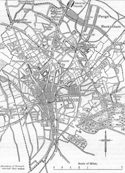 CROYDON. Map of Croydon and Vicinity 1888 old antique vintage plan chart