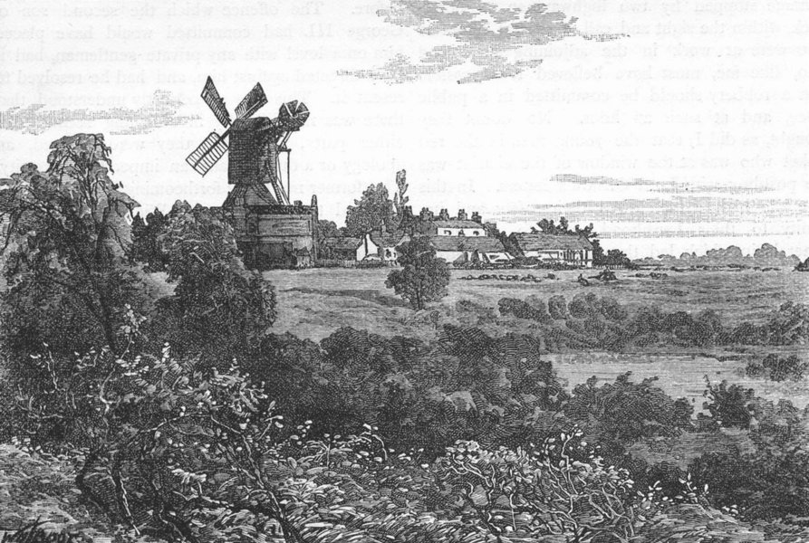 Associate Product WIMBLEDON. Wimbledon Common (The Windmill) 1888 old antique print picture