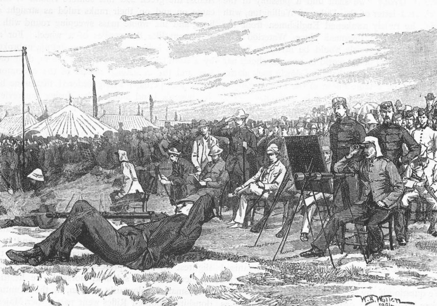 Associate Product WIMBLEDON VOLUNTEER ENCAMPMENT. Shooting for the Queen's Prize 1888 old print