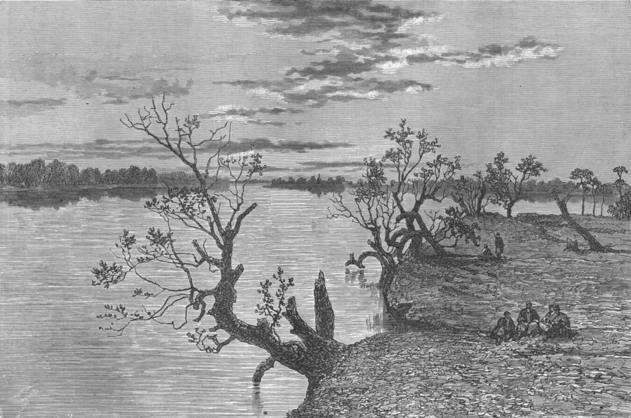 SUDAN. Ethiopia. River Gash, rainy season 1880 old antique print picture