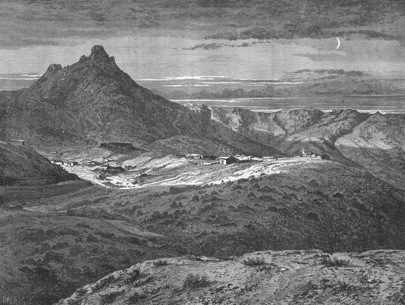 ARIZONA. Ft Bowie. Apache attack 1880 old antique vintage print picture