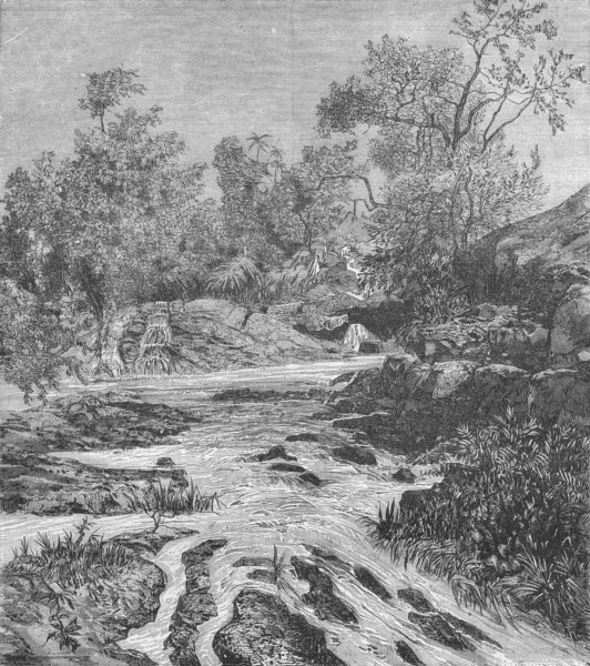 Associate Product ETHIOPIA. View on the River Abbay 1880 old antique vintage print picture