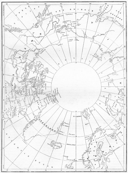Associate Product NORTH POLAR REGIONS. Map 1880 old antique vintage plan chart