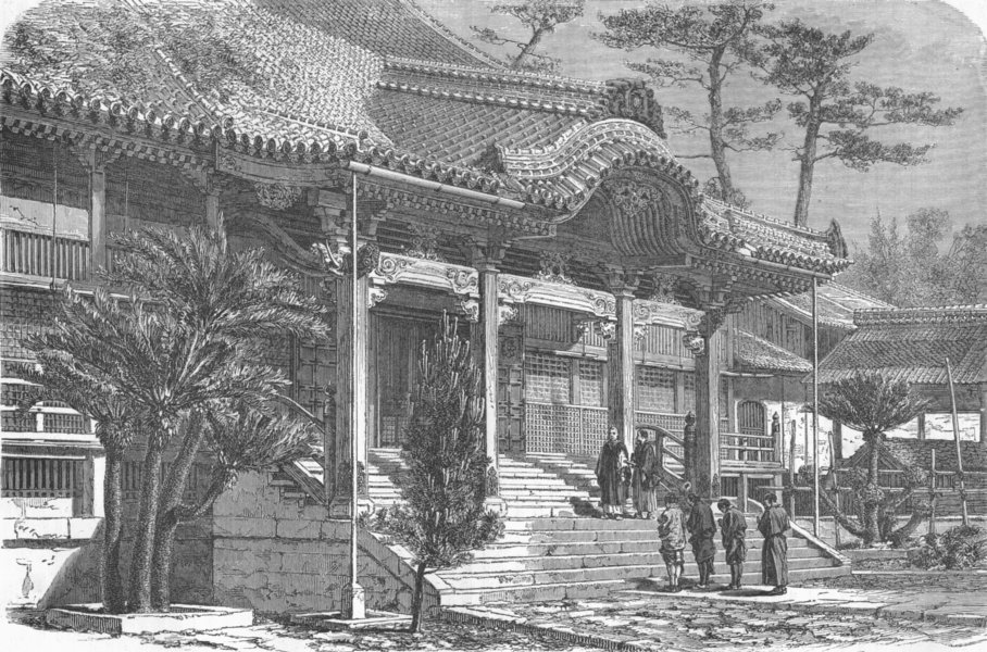 Associate Product JAPAN. Buddhist temple at Nagasaki 1880 old antique vintage print picture