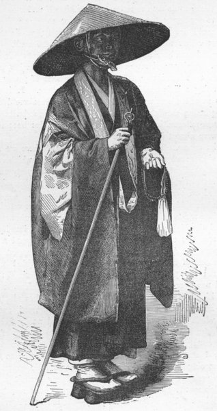 JAPAN. Japan. Mendicant Priest 1880 old antique vintage print picture