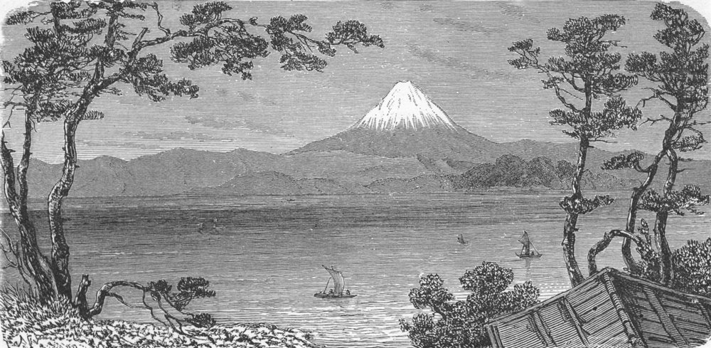 JAPAN. Fuji-Yama, sacred mountain 1880 old antique vintage print picture