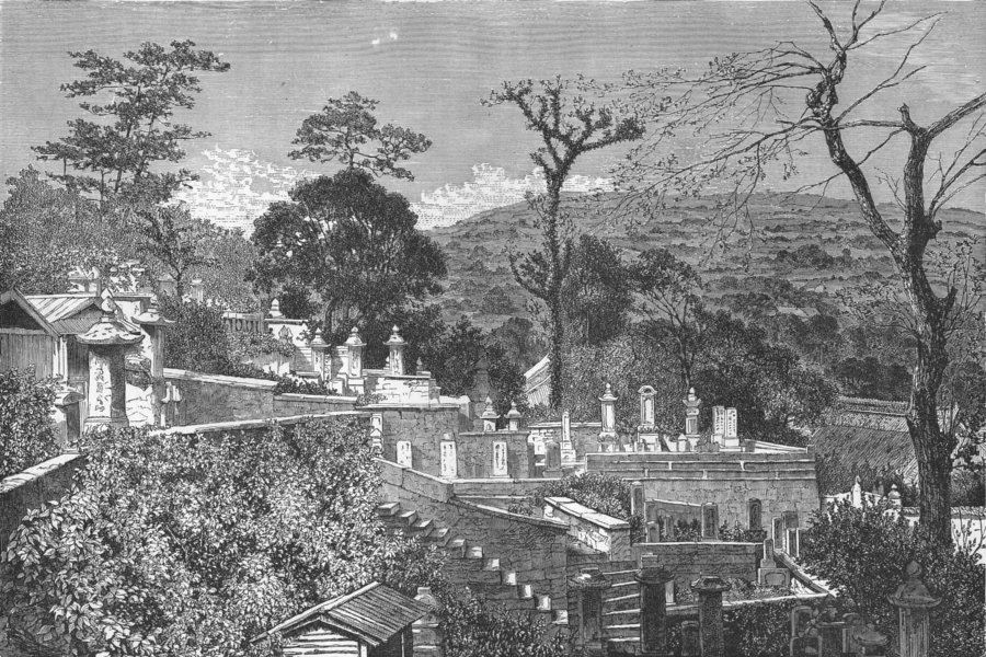 Associate Product JAPAN. Cemetery of Nagasaki 1880 old antique vintage print picture