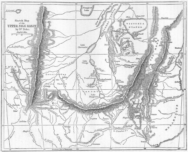 Associate Product EAST AFRICA. Sketch Upper Nile Basin 1880 old antique vintage map plan chart