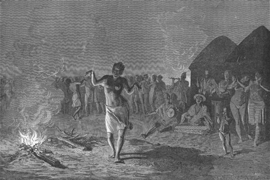 Associate Product MALI. Dances of the Malinke tribe 1880 old antique vintage print picture