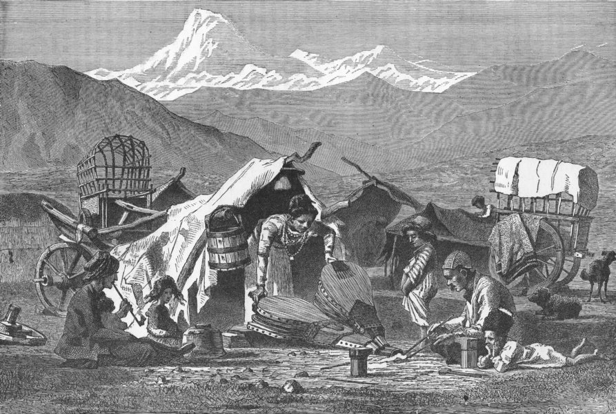 Associate Product EURASIA. Caucasus. Gipsy Camp 1880 old antique vintage print picture