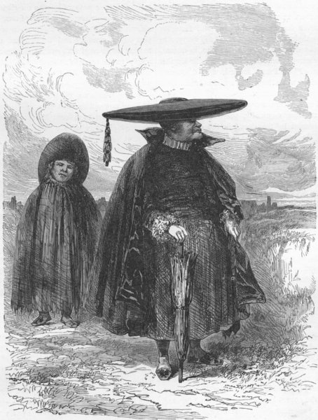 PERU. Lima & Andes. Peruvian Priests 1880 old antique vintage print picture