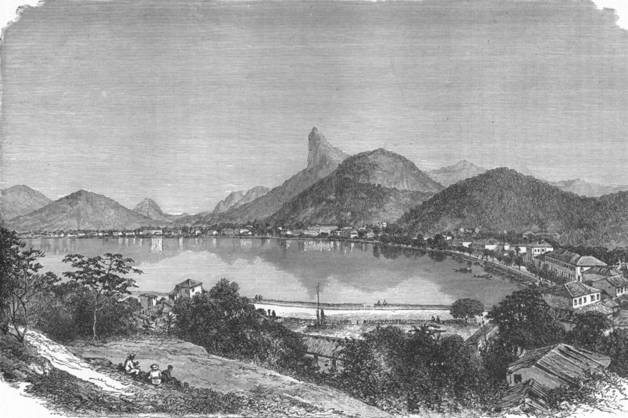 BRAZIL. Rio de Janeiro. Botafogo Bay & Corcovado 1880 old antique print