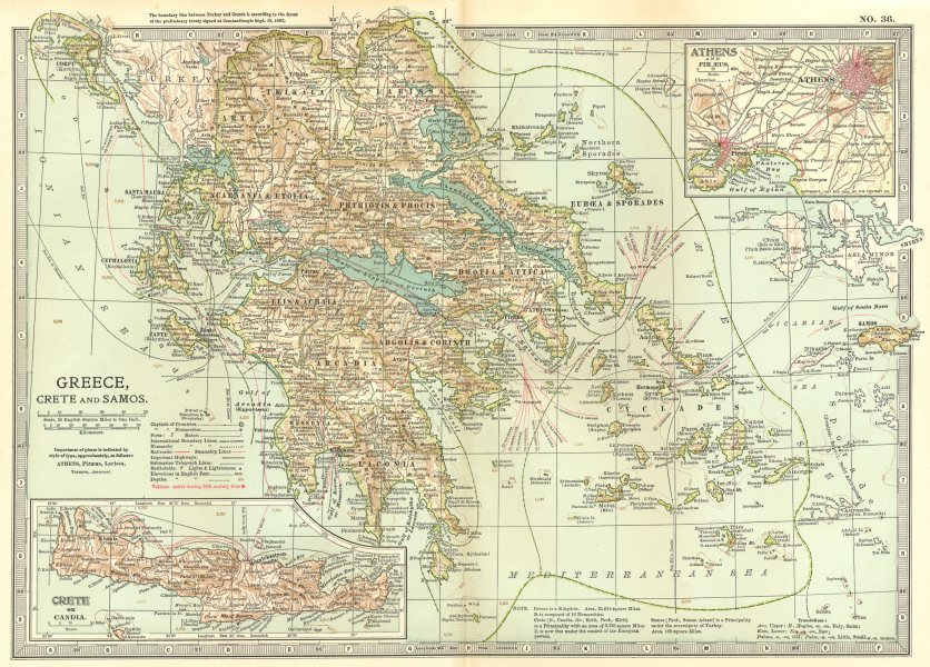 Associate Product GREECE.Greco-Turkish war 1897,Greek revolution 1821-27 battles/dates 1903 map