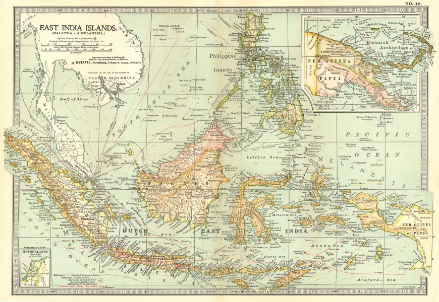 Associate Product INDONESIA. Borneo Sulawesi Sumatra; New Guinea Sarawak Philippines 1903 map