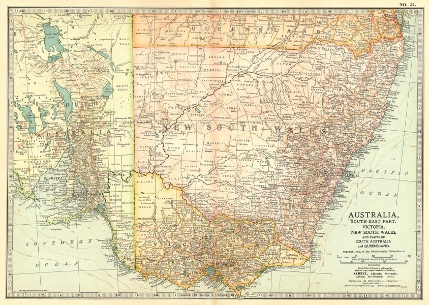 Associate Product SOUTH EAST AUSTRALIA. Victoria, New South Wales, South Australia 1903 old map