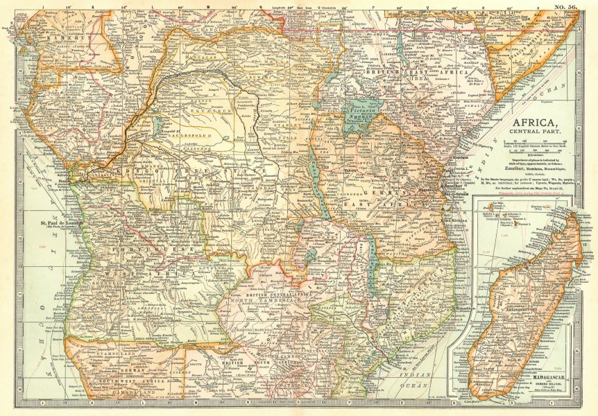 Associate Product CENTRAL AFRICA. Tanzania, Kenya, Angola, Zambia, Congo, Mozambique 1903 map