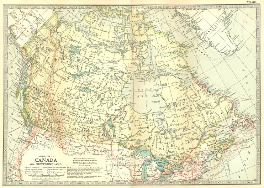Associate Product CANADA. Dominion of & Newfoundland. Trails Railroads Steamship lines 1903 map