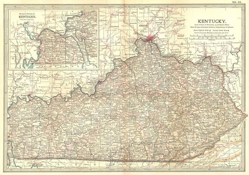 Associate Product KENTUCKY. State map showing civil war battlefields & dates. Britannica 1903