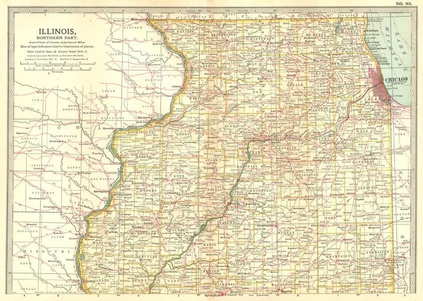 ILLINOIS NORTH. Showing counties & Nauvoo "Mormon settlement 1840" 1903 map