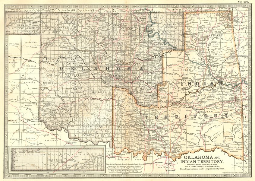 Associate Product OKLAHOMA. & Indian Territory 1903 old antique vintage map plan chart