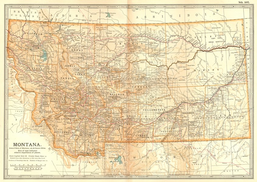 Associate Product MONTANA.Showing battlefields/dates of Sioux Indian War 1876-77.Custer 1903 map