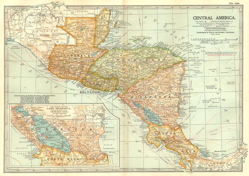 Associate Product CENTRAL AMERICA. Costa Rica, Guatemala, Honduras, Nicaragua, Belize 1903 map