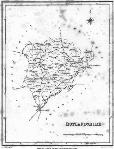 RUTLAND. Rutlandshire. Lewis 1831 old antique vintage map plan chart