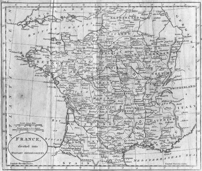 Associate Product FRANCE. Military Governments. Guthrie 1796 old antique vintage map plan chart