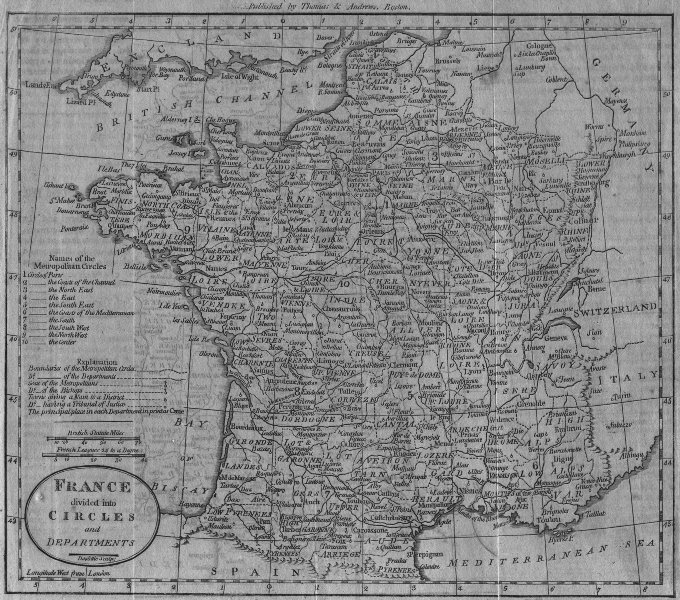 Associate Product FRANCE. Circles & departments. MORSE 1796 old antique vintage map plan chart