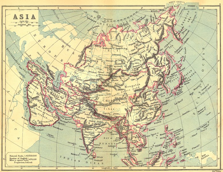 Associate Product ASIA. Continent. LONGMANS 1897 old antique vintage map plan chart