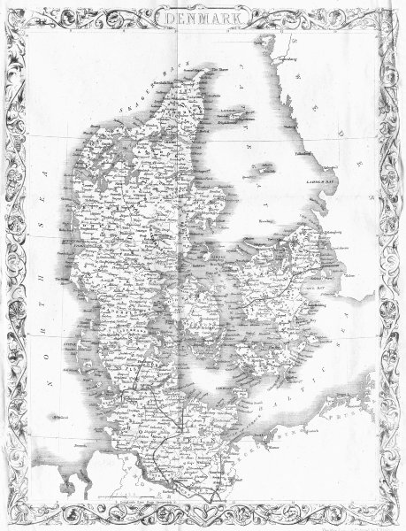 DENMARK. Rapkin 1850 old antique vintage map plan chart