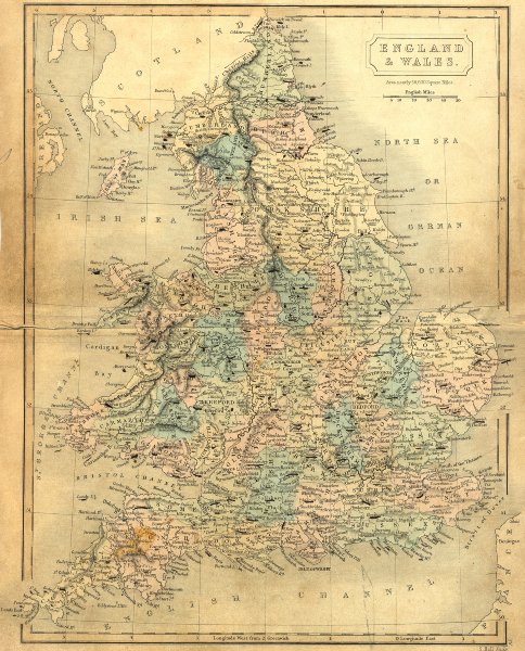 UK. England Wales. Sidney Hall 1850 old antique vintage map plan chart