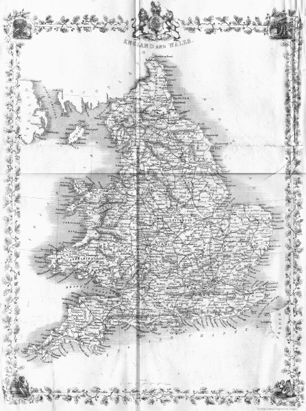 UK. England Wales. Rapkin 1850 old antique vintage map plan chart