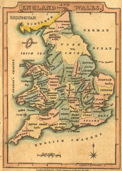 UK. England Wales. Wallis 1810 old antique vintage map plan chart
