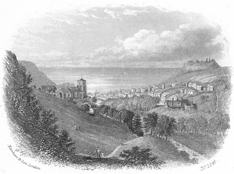 Associate Product SUSSEX. Entry to Hastings from Minnis Rock. Kershaw 1860 old antique print