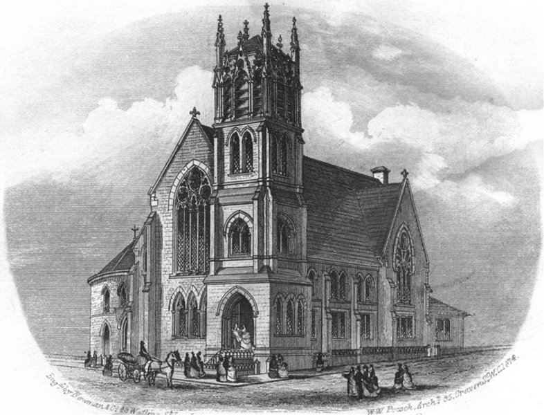 Associate Product SUSSEX. Wesleyan Methodist chapel, Hastings. Newman 1860 old antique print