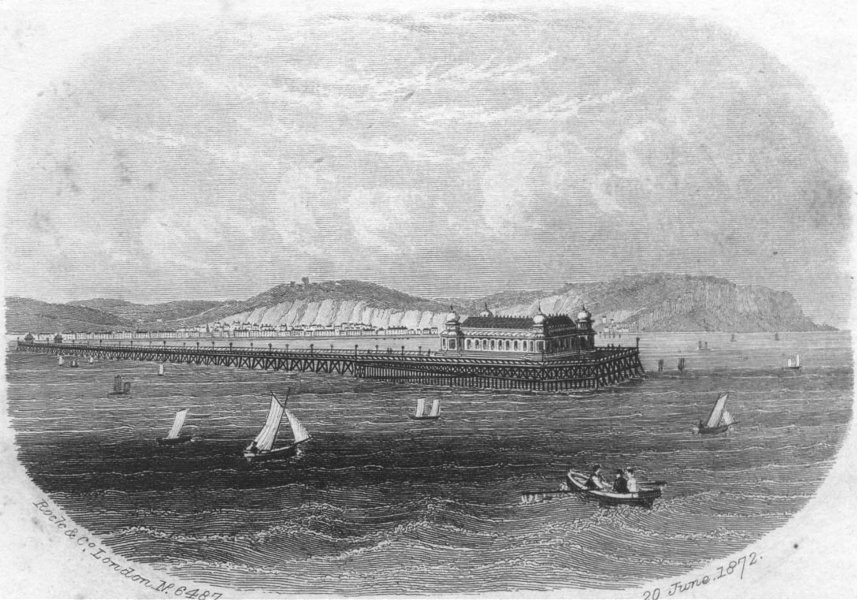 Associate Product SUSSEX. Hastings & New pier, sea. Rock 1860 old antique vintage print picture